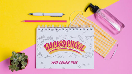 Free Top View Back To School Supplies With Mock-Up Psd