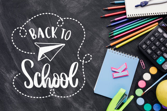 Free Top View Back To School With Black Background Psd