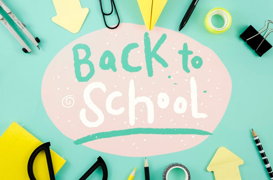 Free Top View Back To School With Blue Background Psd