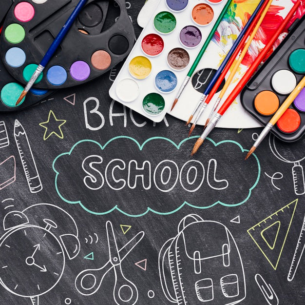 Free Top View Back To School With Chalk Drawings Psd – CreativeBooster