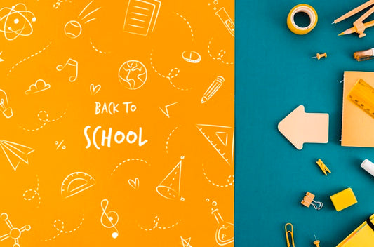 Free Top View Back To School With Colouful Background Psd