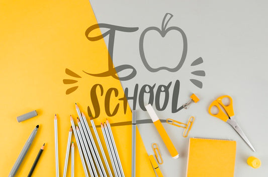 Free Top View Back To School With Colourful Background Psd