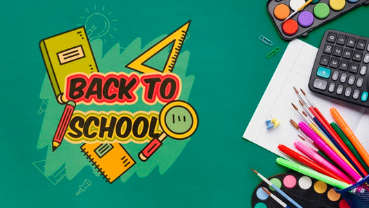 Free Top View Back To School With Green Background Psd