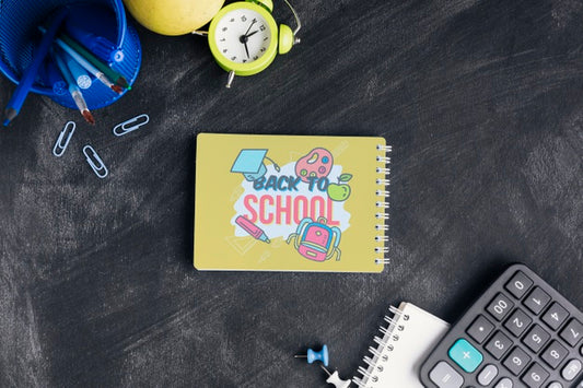 Free Top View Back To School With Notepad Psd