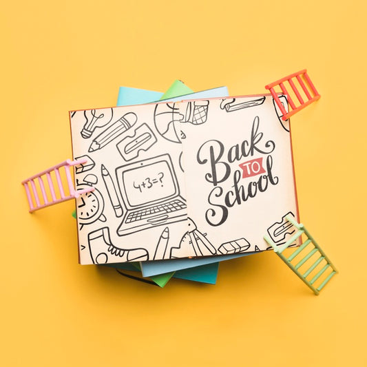 Free Top View Back To School With Open Notebook Psd