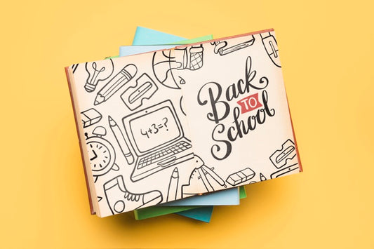 Free Top View Back To School With Open Notebook Psd