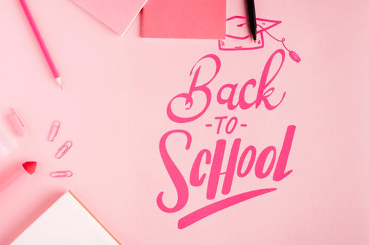 Free Top View Back To School With Pink Background Psd