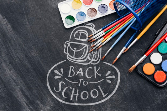 Free Top View Back To School With Watercolors Psd