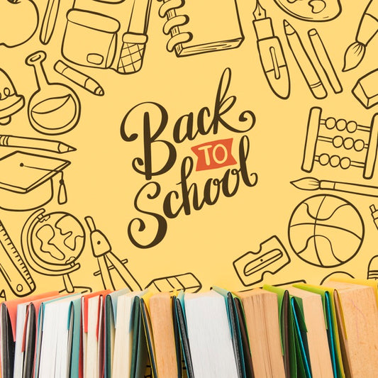 Free Top View Back To School With Yellow Background Psd
