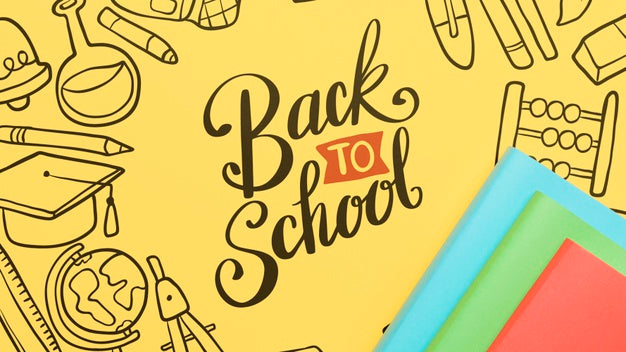 Free Top View Back To School With Yellow Background Psd