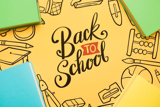 Free Top View Back To School With Yellow Background Psd