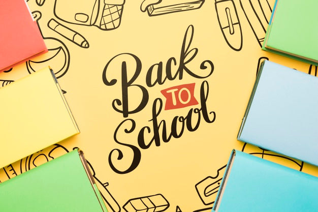 Free Top View Back To School With Yellow Background Psd