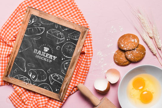 Free Top View Bakery Concept With Mock-Up Psd