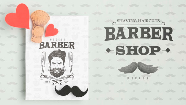 Free Top View Barber Shop Flyer With Mock-Up Psd