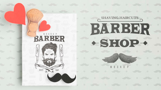 Free Top View Barber Shop Flyer With Mock-Up Psd
