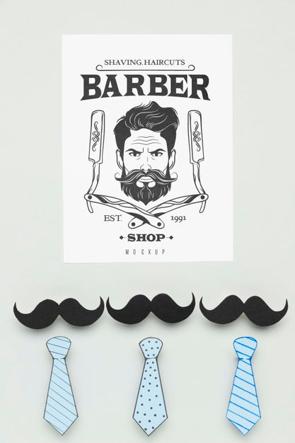 Free Top View Barber Shop Poster With Mock-Up Psd