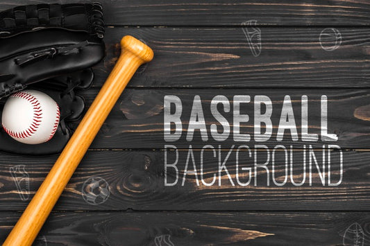 Free Top View Baseball Bat And Glove With Ball Psd