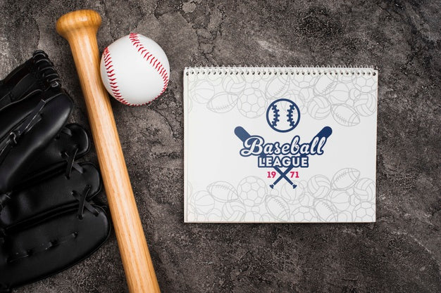 Free Top View Baseball Bat With Glove And Ball Psd