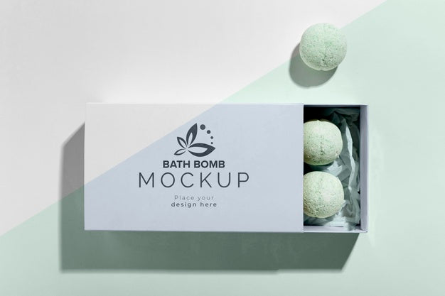 Free Top View Bath Bombs In Box Mock-Up Psd