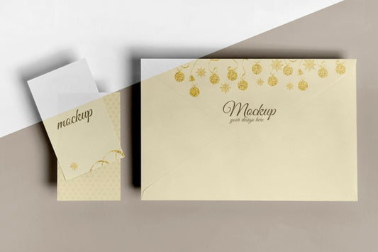 Free Top View Big Envelope And Small Invitation Cards Mock-Up Psd