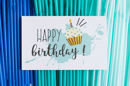 Free Top View Birthday Card Mockup Psd