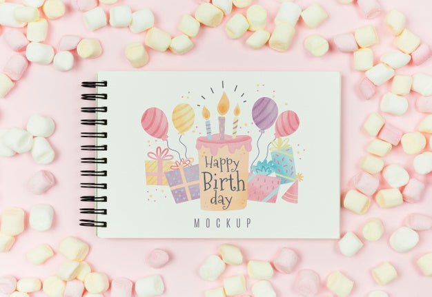 Free Top View Birthday Concept With Mock-Up Psd