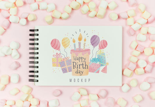 Free Top View Birthday Concept With Mock-Up Psd