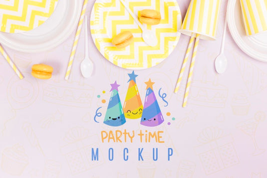 Free Top View Birthday Concept With Mock-Up Psd