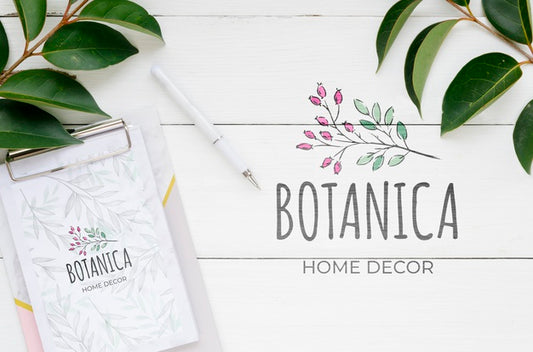 Free Top View Botanic House Decor With Mock-Up Psd