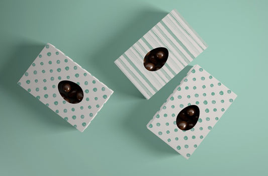Free Top View Boxes With Chocolate Eggs Psd