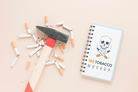 Free Top View Broken Cigarettes And Hammer Psd