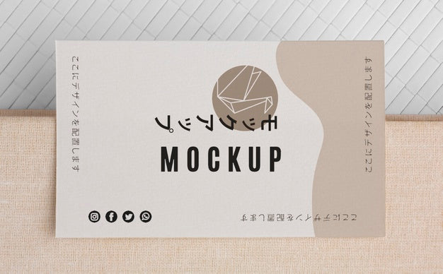 Free Top View Business Card Mock-Up Arrangement Psd