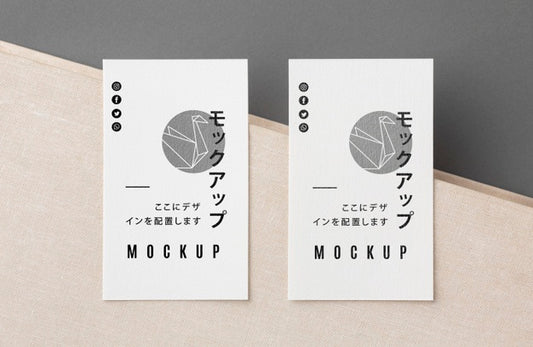 Free Top View Business Card Mock-Up Composition Psd