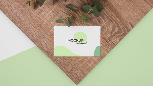 Free Top View Business Card On Wood Psd