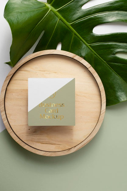 Free Top View Business Card With Monstera Plant Psd