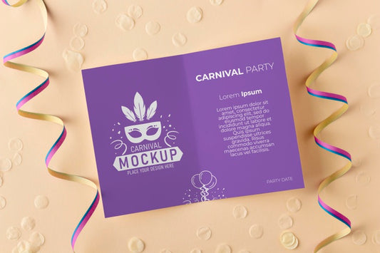 Free Top View Card Mock-Up With Confetti Psd