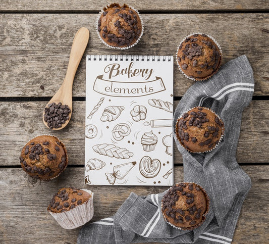 Free Top View Chocolate Muffins On The Table Psd