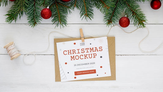 Free Top View Christmas Eve Composition Mock-Up Psd