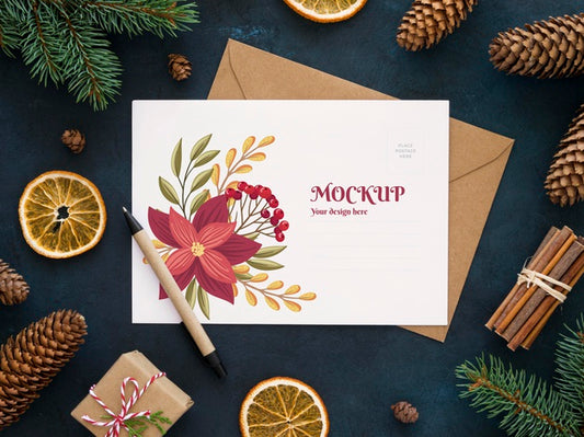 Free Top View Christmas Eve Composition Mock-Up Psd