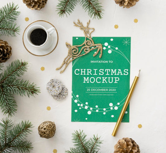 Free Top View Christmas Eve Elements Assortment Mock-Up Psd