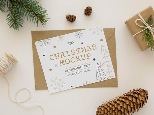 Free Top View Christmas Eve Elements Composition Mock-Up Psd