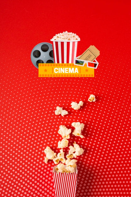 Free Top View Cinema Popcorn Paper Bag Psd