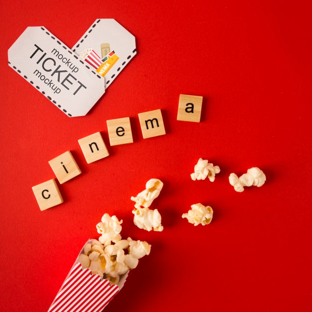Free Top View Cinema Scrabble Letters And Tickets Psd