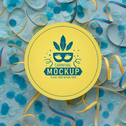 Free Top View Circle Mock-Up With Confetti Psd