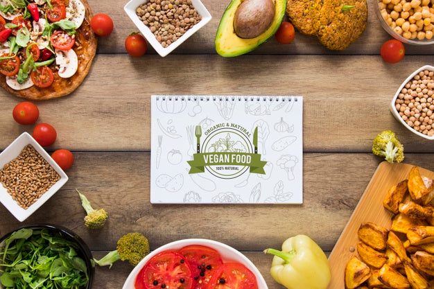 Free Top View Circular Frame With Healthy Food Psd