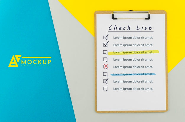 Free Top View Clipboard With Check List Psd