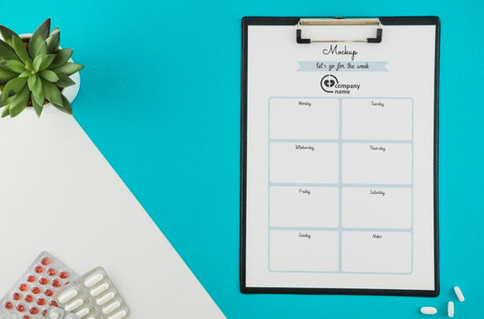 Free Top View Clipboard With Schedule Planner Psd
