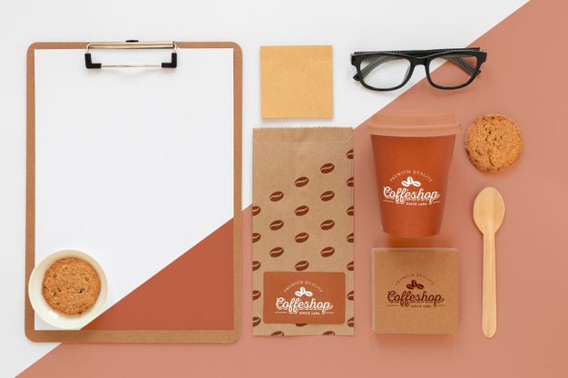Free Top View Coffee Branding Concept Psd