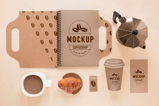 Free Top View Coffee Branding Elements Psd