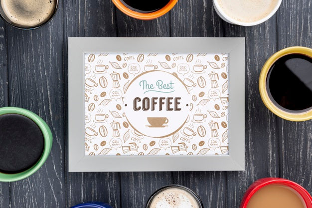 Free Top View Coffee Frame Mockup Psd